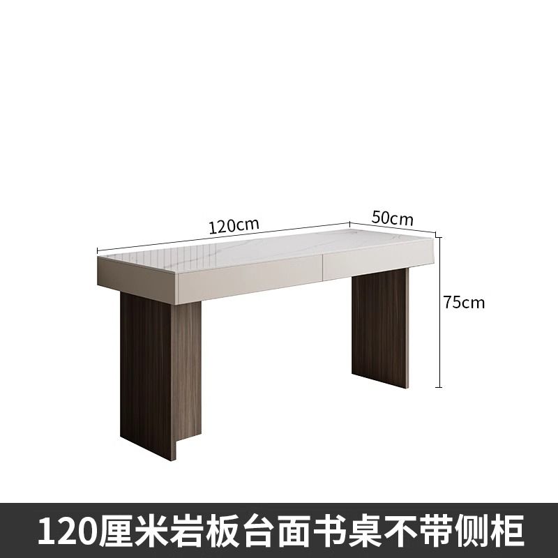 極簡書桌輕奢現代梳妝檯一體臥室家用實木巖板電腦桌304不鏽鋼