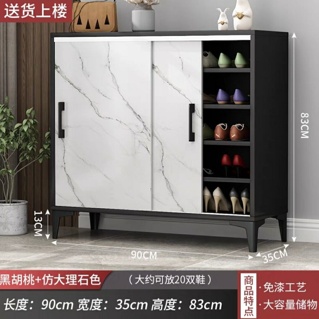 轻奢仿大理石鞋柜推拉移门鞋架家用门口门厅玄关收纳大容量省空间