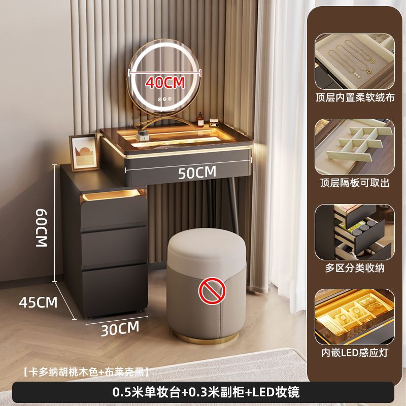 法式中古風梳妝檯小戶型化妝桌子牀頭櫃多功能收納伸縮化妝桌子