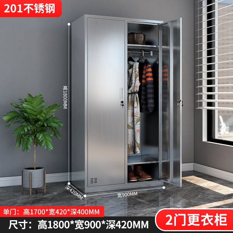 加厚304不鏽鋼更衣櫃儲物櫃浴室員工多門多層衣櫃多格鞋櫃定製