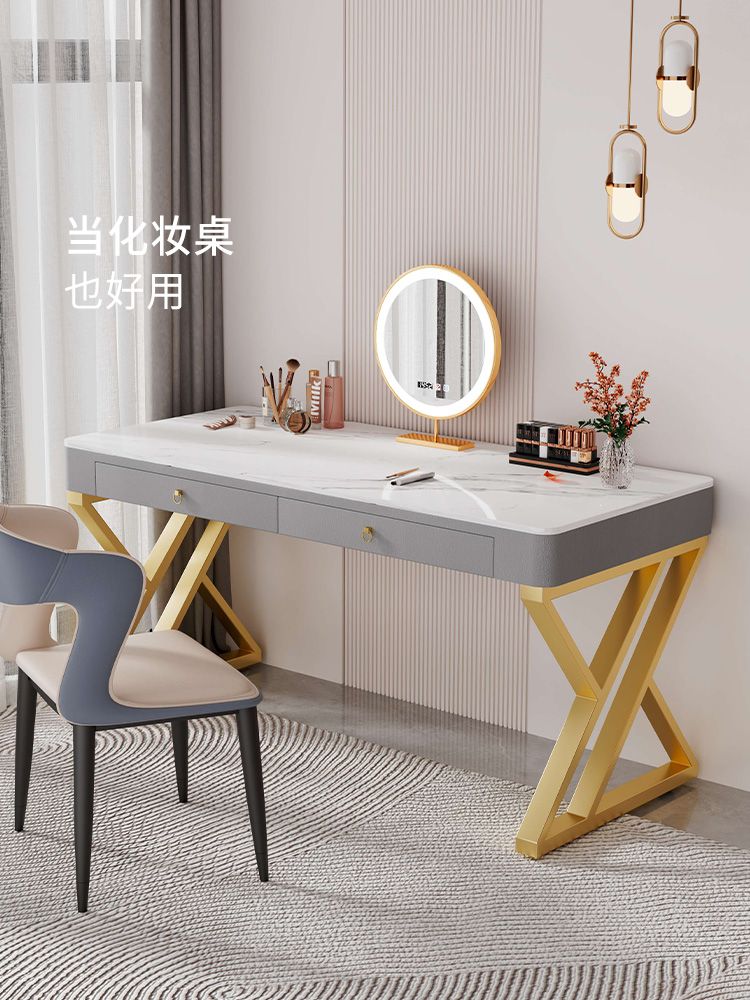 岩板书桌轻奢现代意式电脑台式桌家用简易办公桌卧室工作台学习桌