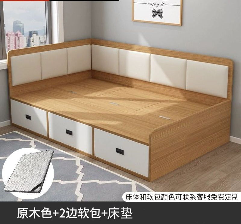 实木阳台榻榻米床小户型省空间软包床收纳储物床抽屉落地高箱定制