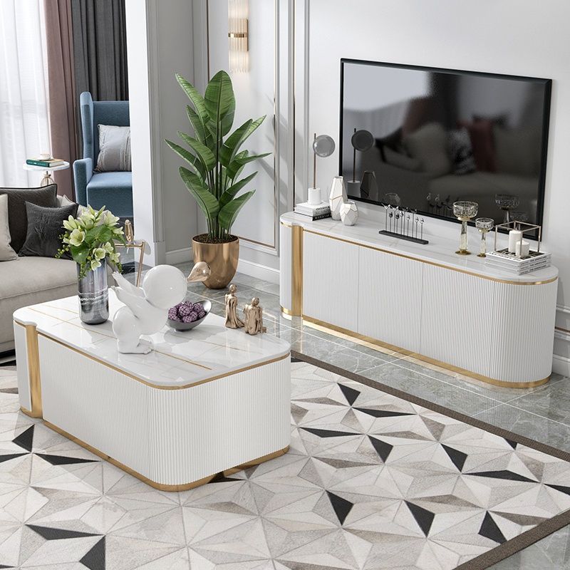 輕奢電視櫃茶几組合意式簡約現代巖板電視機櫃小戶型家用臥室地櫃