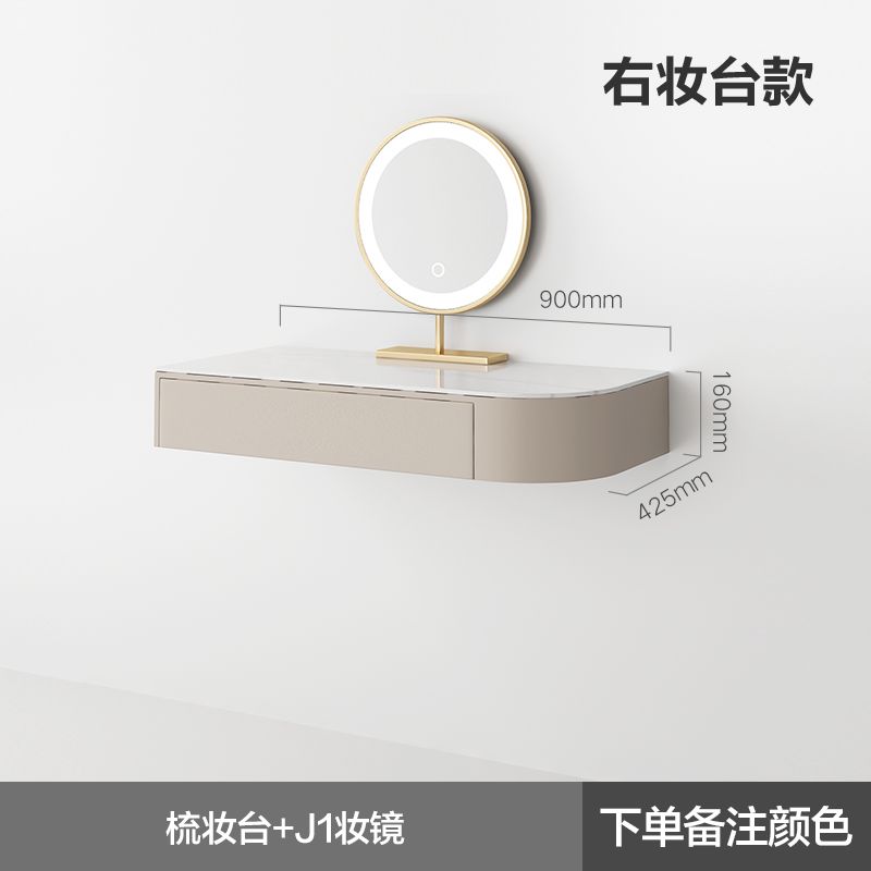 輕奢轉角梳妝檯書桌一體現代簡約ins風壁掛式懸空臥室鏡子化妝桌