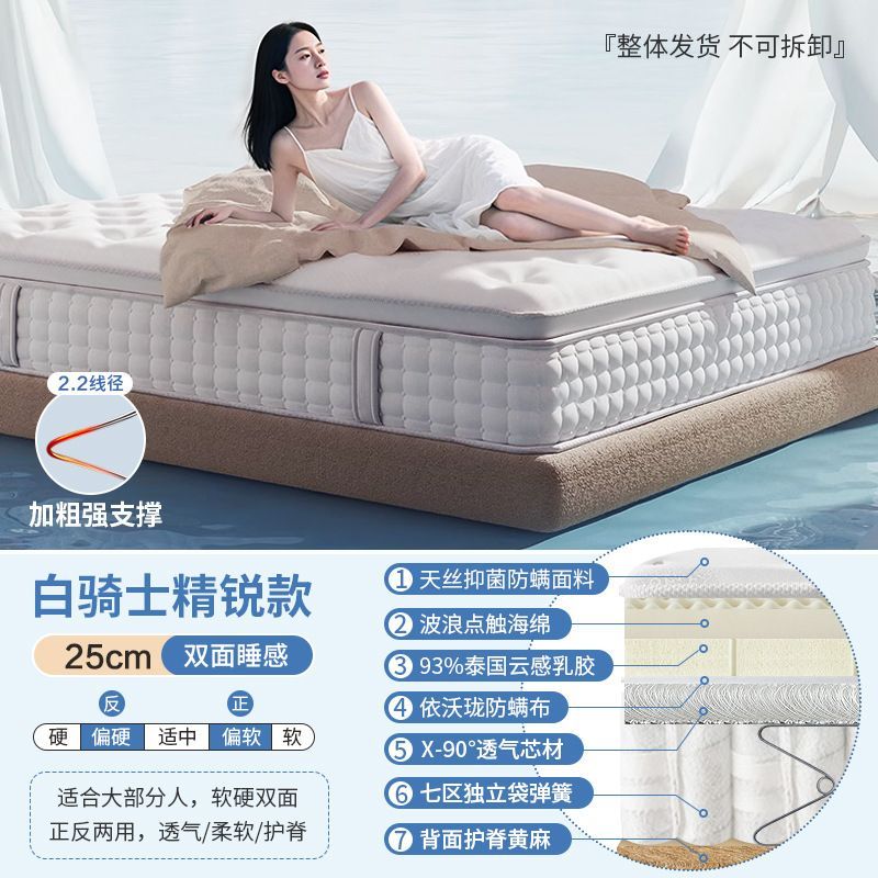 藍色記憶棉盒子牀墊超軟酒店超軟乳膠牀墊獨立彈簧席夢思壓縮捲包