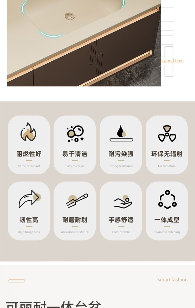 雙盆浴室櫃可麗耐一體盆衛生間洗手檯洗臉盆組合衛浴櫃洗漱臺定製