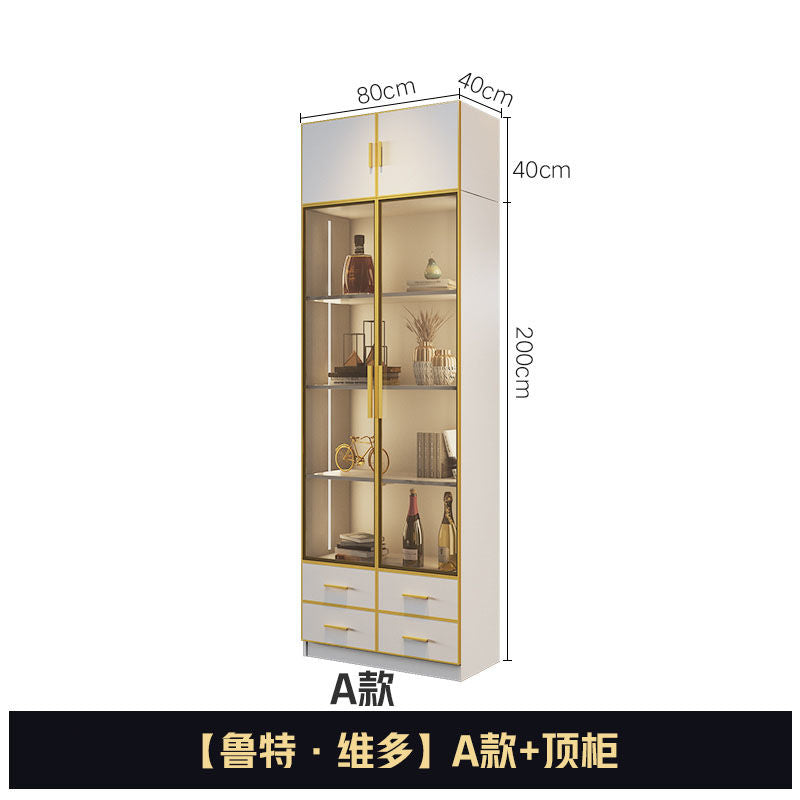 轻奢书柜电脑桌一体组合办公书橱小户型现代简约玻璃门多功能酒柜