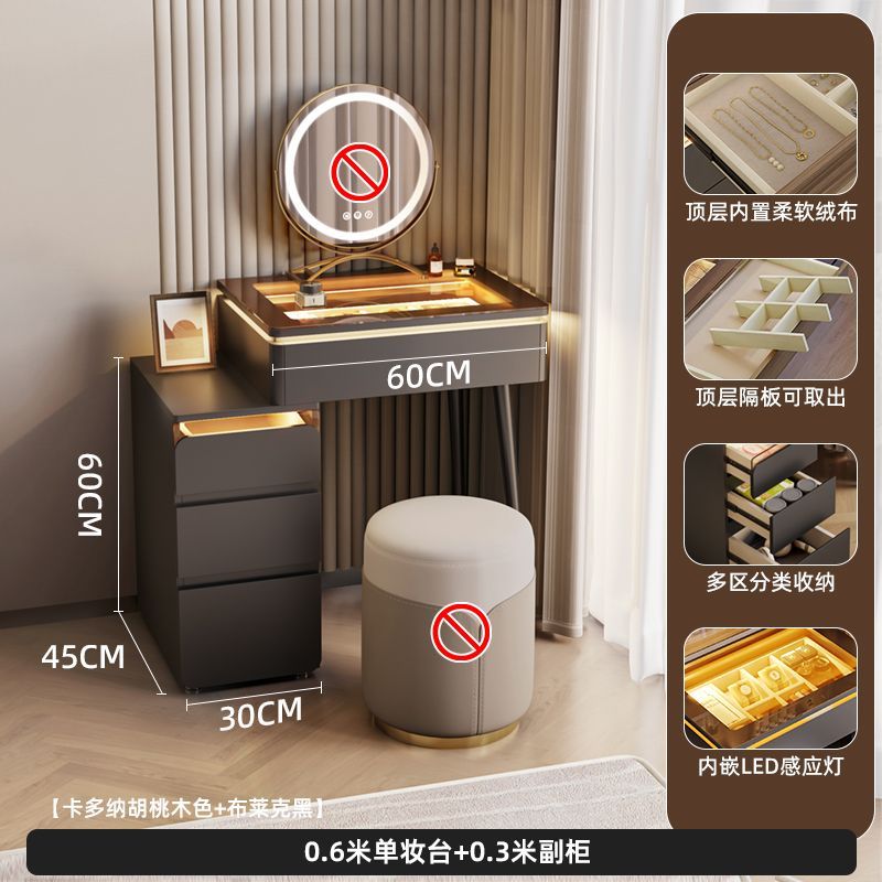 法式中古風梳妝檯小戶型化妝桌子牀頭櫃多功能收納伸縮化妝桌子
