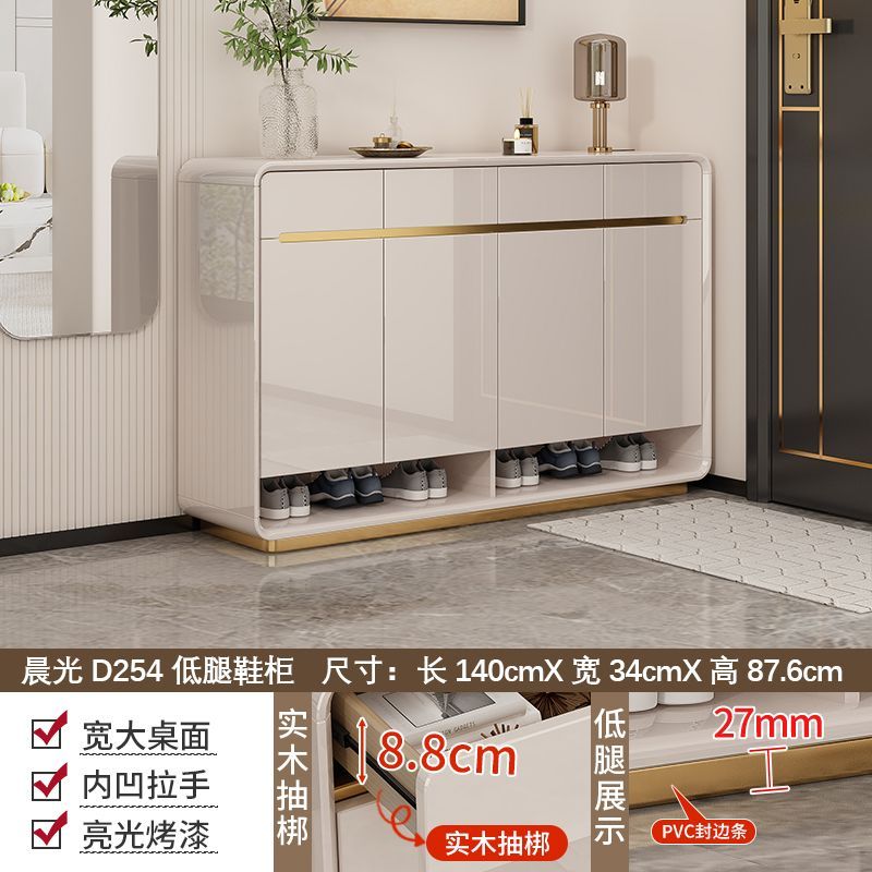 2025新款鞋柜挂衣架斗柜一体储物柜靠墙衣帽架简约奶油多层大容量