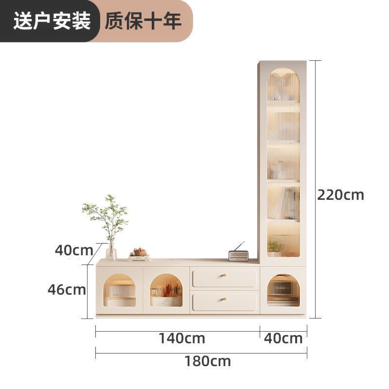 伊阳实木电视柜简约客厅家用收纳储物柜一体组合落地电视背景墙柜