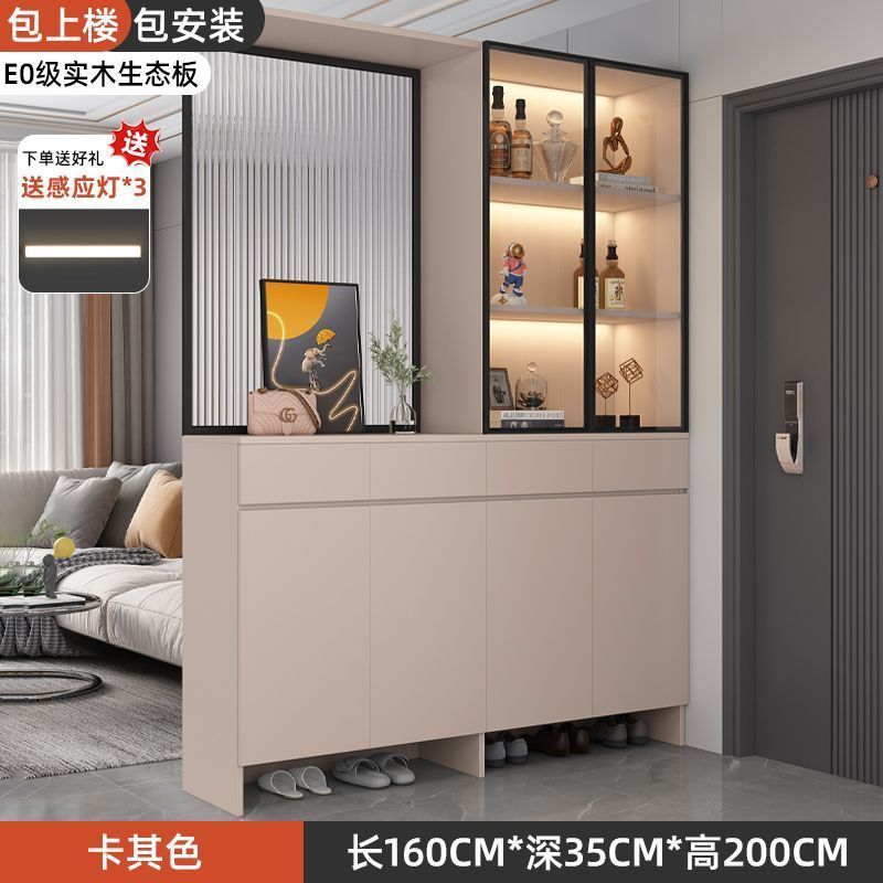 玄關櫃入戶門口鞋櫃靠牆客廳輕奢玻璃酒櫃屏風隔斷櫃家用儲物櫃子