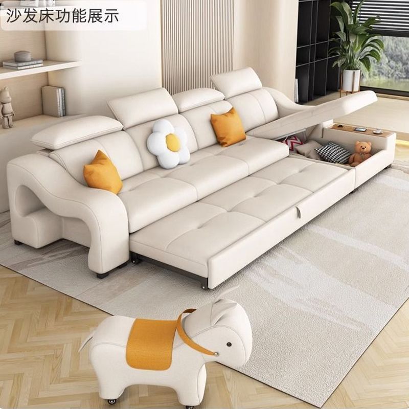 【官方正品】新款貓抓皮沙發牀兩用可摺疊多功能小戶型貴妃可儲物