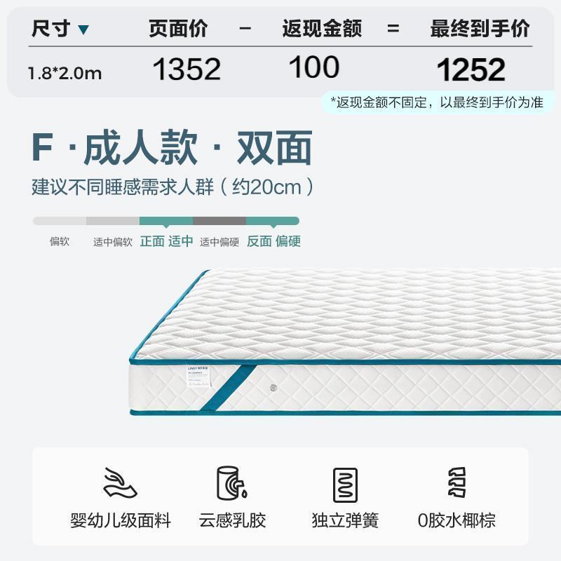 【限量搶購】睡眠獨立彈簧牀墊記憶棉軟墊可拆洗捲包