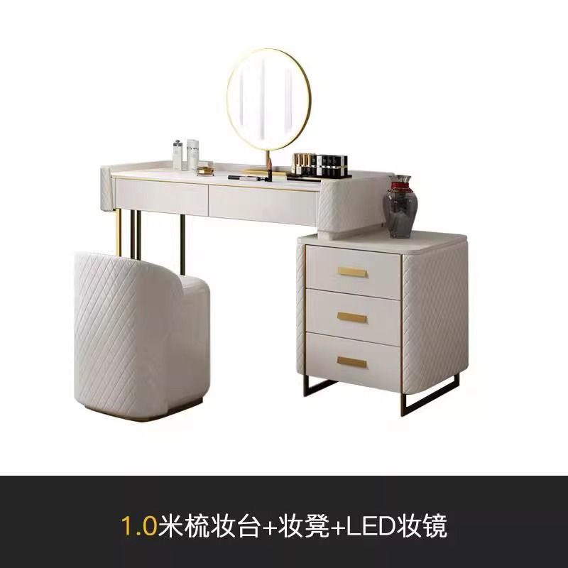 梳妆台收纳柜一体轻奢网红ins风小户型化妆桌卧室现代岩板化妆台
