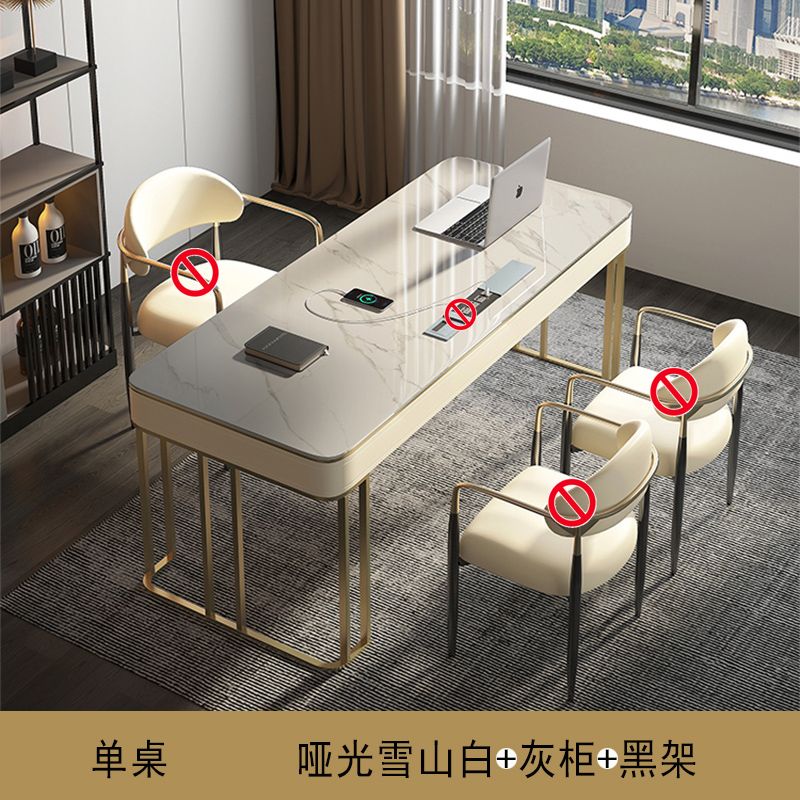 意式輕奢高端巖板書桌書椅家用現代簡約型北歐電腦桌辦公寫字檯