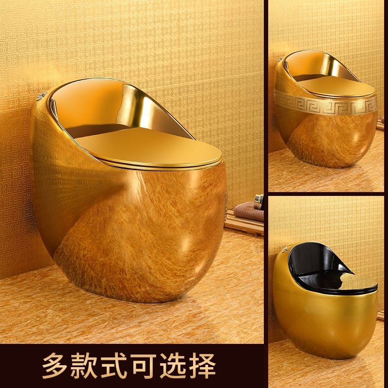 品牌镀金色马桶土豪金新款小户型鸡蛋型坐便器虹吸式防臭抽水马桶