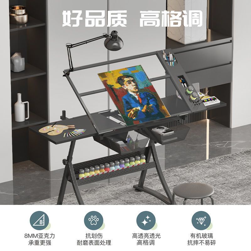 美术绘图桌可升降书画绘画画图画案美术制图设计师书桌工作台桌子