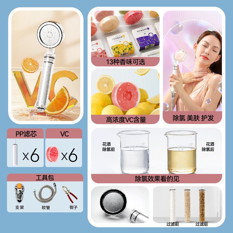 晨雨淨水過濾花灑過濾器增壓除氯美膚淋浴噴頭宿舍蓮蓬頭