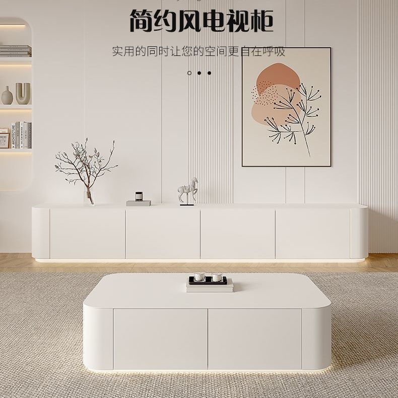 北歐風電視櫃現代簡約收納櫃茶几小戶型落地式地櫃高款實木電視櫃