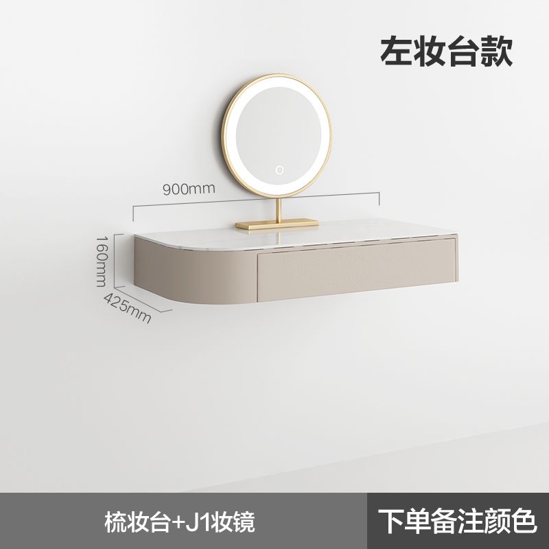 輕奢轉角梳妝檯書桌一體現代簡約ins風壁掛式懸空臥室鏡子化妝桌