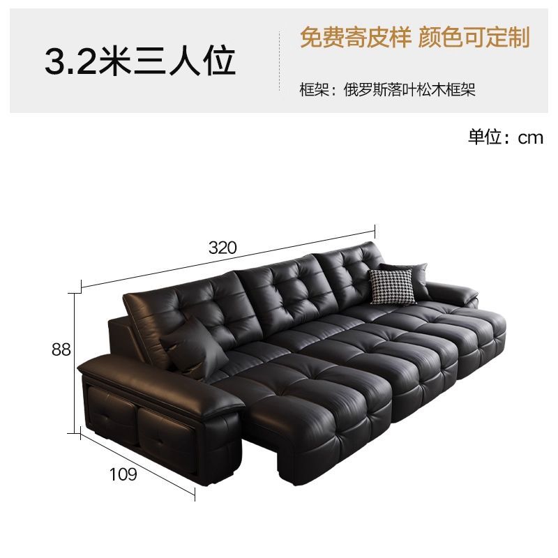 意式極簡電動功能生態皮沙發客廳功能一體兩用勞倫斯雲朵泡芙沙發