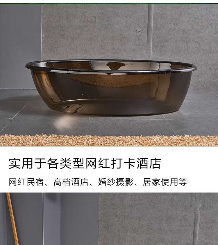 PC透明家用樹脂浴缸彩色水晶獨立式網紅酒店民宿人造石一體浴盆