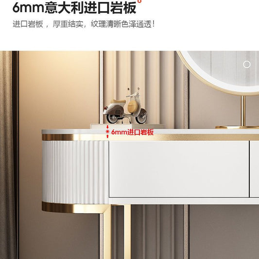 巖板輕奢梳妝檯臥室現代簡約意式極簡小戶型收納櫃一體網紅化妝桌