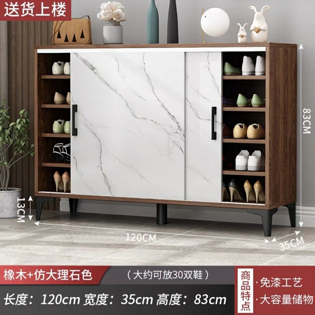 轻奢仿大理石鞋柜推拉移门鞋架家用门口门厅玄关收纳大容量省空间