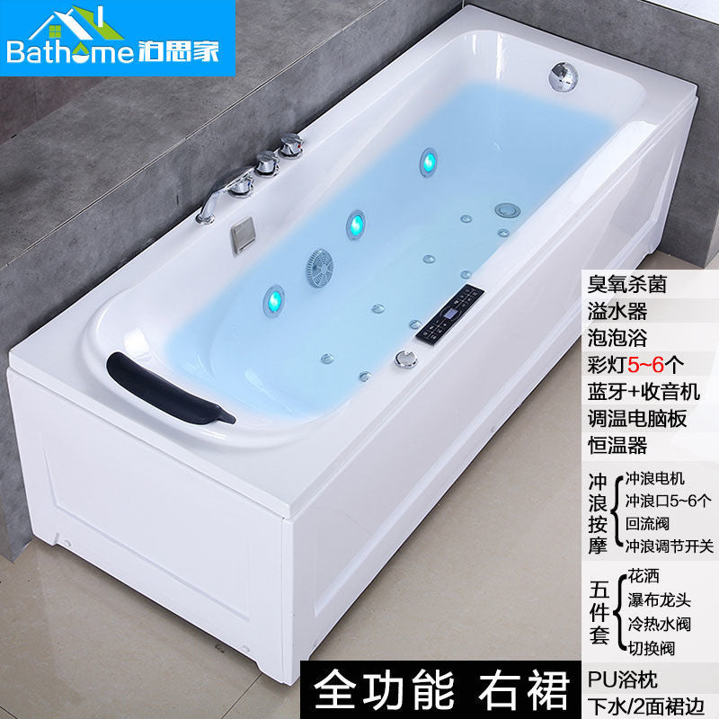 加厚独立式带双裙边亚克力浴盆恒温加热冲浪按摩浴池简约浴缸包邮