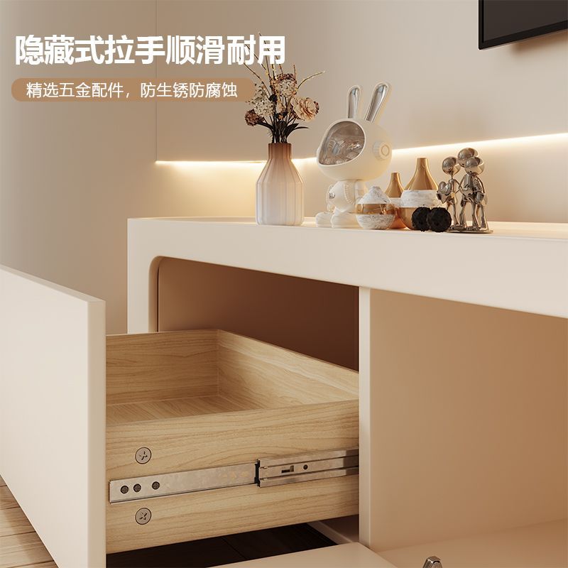 2024年新款网红奶油风落地现代简约小户型家用客厅茶几电视柜组合