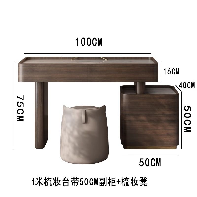 高端意式極簡收納鬥櫃梳妝檯一體高端意式極簡主臥室伸縮化妝桌子