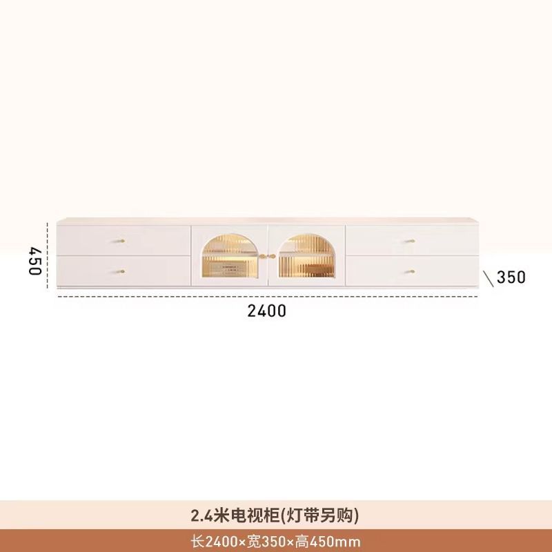 奶油風小戶型茶几電視櫃組合客廳鬥櫃家用法式輕奢定製玻璃落地櫃