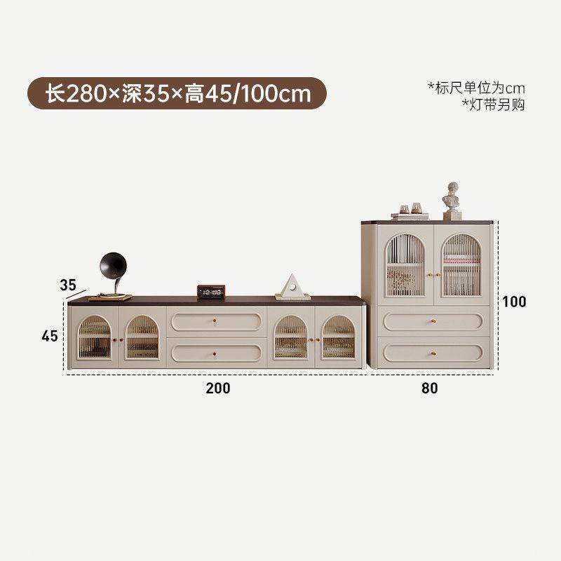法式复古电视柜茶几组合小户型客厅收纳储物柜一体电视机落地边柜