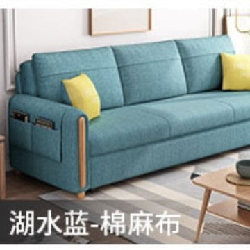魯班01客廳多功能小戶型沙發牀伸縮儲物三人乳膠布藝沙發科技布沙發