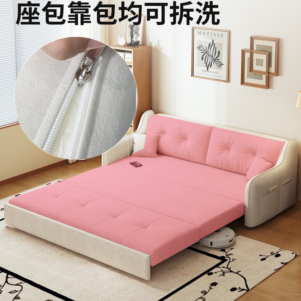 魯班01奶油風沙發牀摺疊兩用小戶型客廳2025新款現代簡約多功能伸縮拉牀