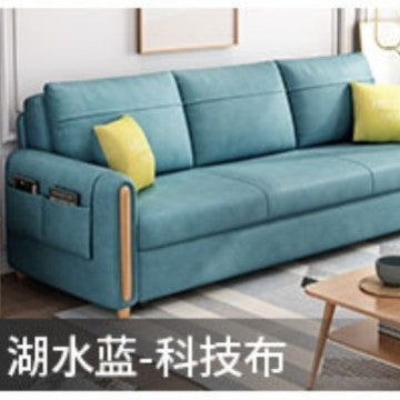 魯班01客廳多功能小戶型沙發牀伸縮儲物三人乳膠布藝沙發科技布沙發