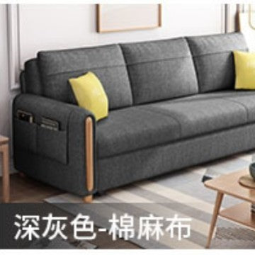 魯班01客廳多功能小戶型沙發牀伸縮儲物三人乳膠布藝沙發科技布沙發