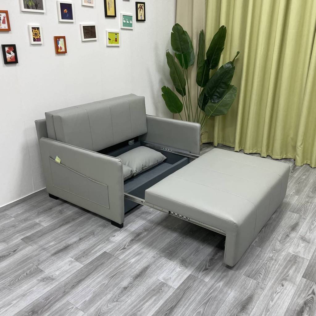魯班01多功能摺疊沙發牀 小戶型 休閒 儲物皮藝沙發牀兩用