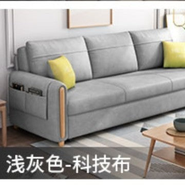 魯班01客廳多功能小戶型沙發牀伸縮儲物三人乳膠布藝沙發科技布沙發