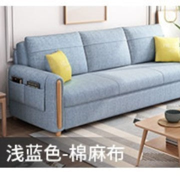 魯班01客廳多功能小戶型沙發牀伸縮儲物三人乳膠布藝沙發科技布沙發