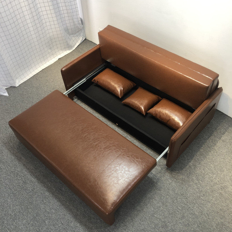 魯班01多功能摺疊沙發牀 小戶型 休閒 儲物皮藝沙發牀兩用