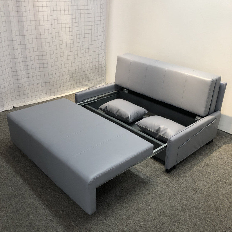 魯班01多功能摺疊沙發牀 小戶型 休閒 儲物皮藝沙發牀兩用