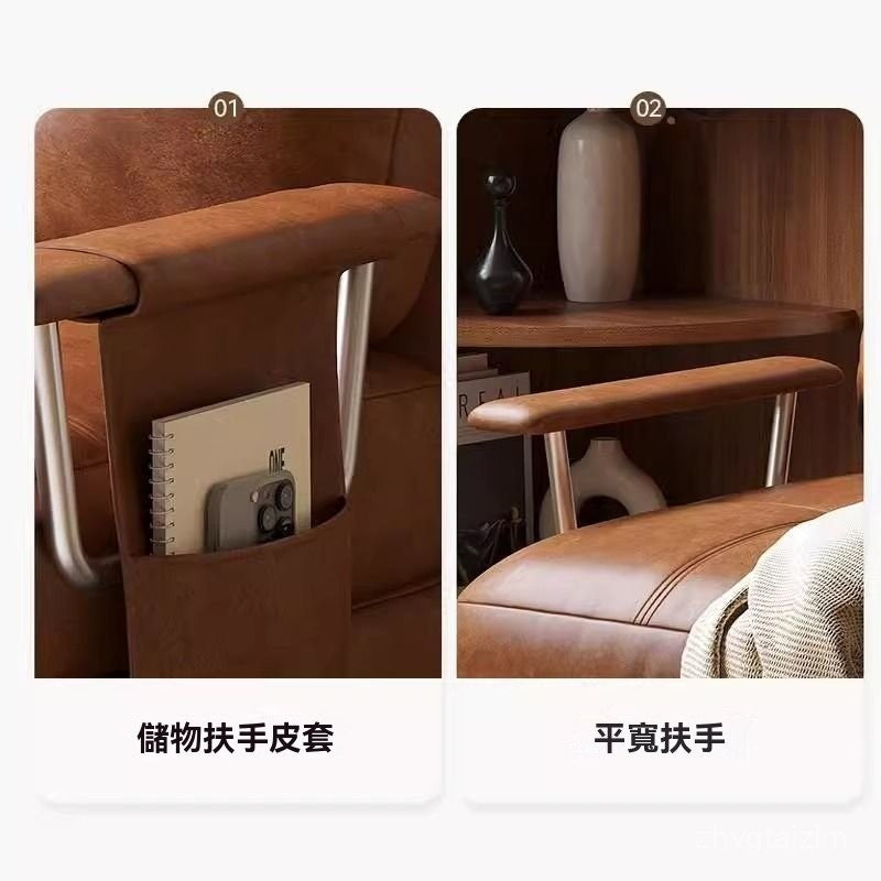 芬迪沙髮床單人折疊兩用中古風小戶型伸縮實木沙髮書房陽臺午休床 OOVM