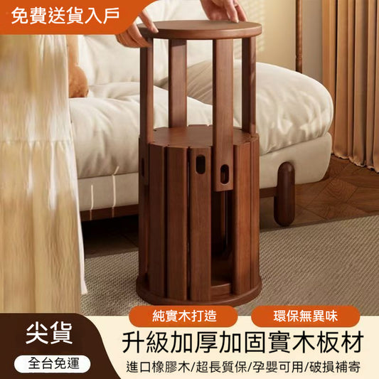 實木凳子可疊放圓凳家用疊疊樂加厚矮凳餐桌凳客廳茶几組合凳