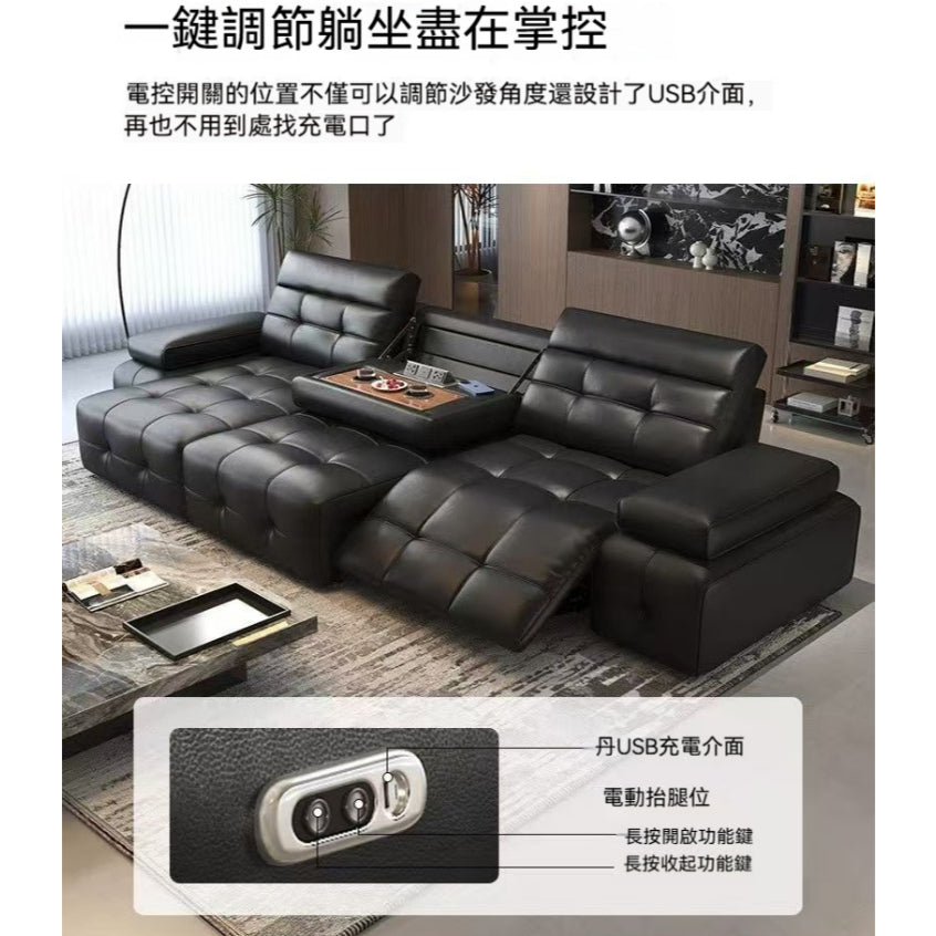 勞倫斯電動真皮可伸縮沙發意式極簡客廳小戶型零重力多功能沙發牀魯班工廠免費定製