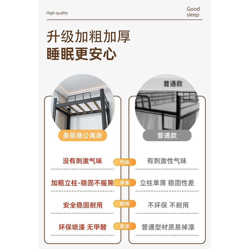 上牀下桌組合牀大學生宿舍牀鐵藝高架牀上牀下空單上層員工公寓牀