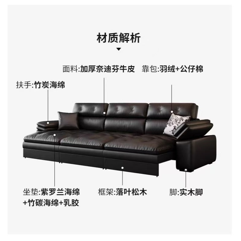 魯班02勞倫斯沙發牀智能語音多功能可伸縮兩用超軟客廳意式帆船真皮沙發
